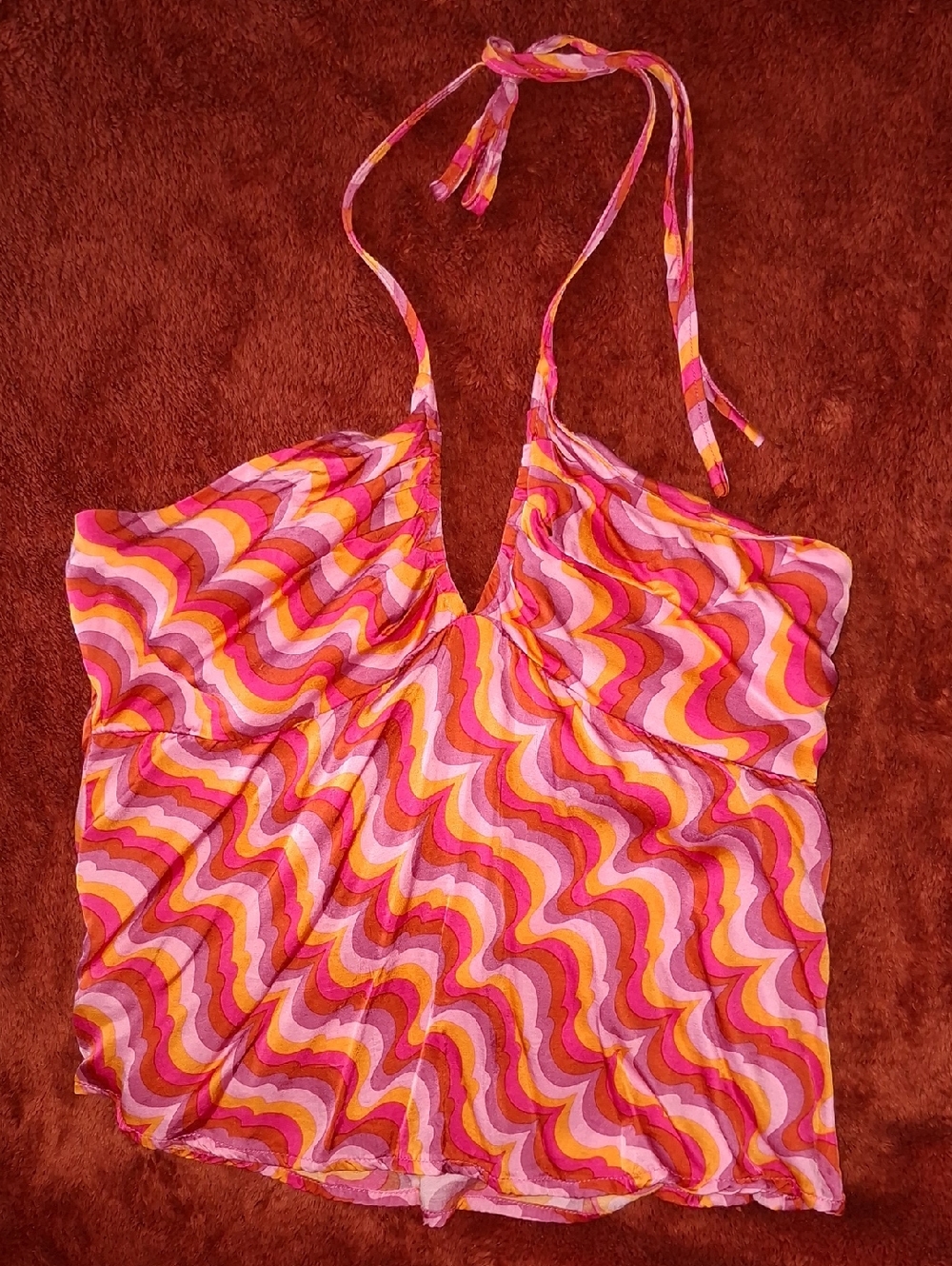 Women’s Pink Orange Multi Halter Tank Top